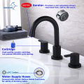 Aquacúbico Cupc Tres hoyos Matte Negro Black Montar montado en el fregadero de baño extendido